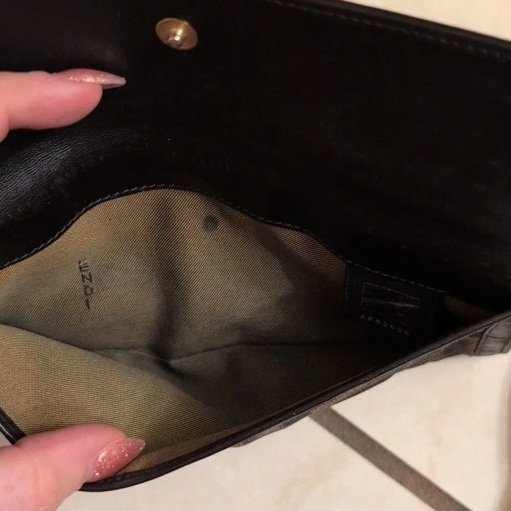 Authentic Fendi Brown Zucca Wallet Tri-Fold Long Brown Leather Canvas AF52695